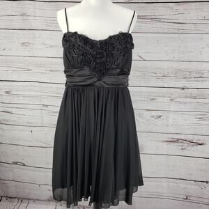 Maurices Black Chiffon Rose Overlay Top Cocktail Dress Size XL
